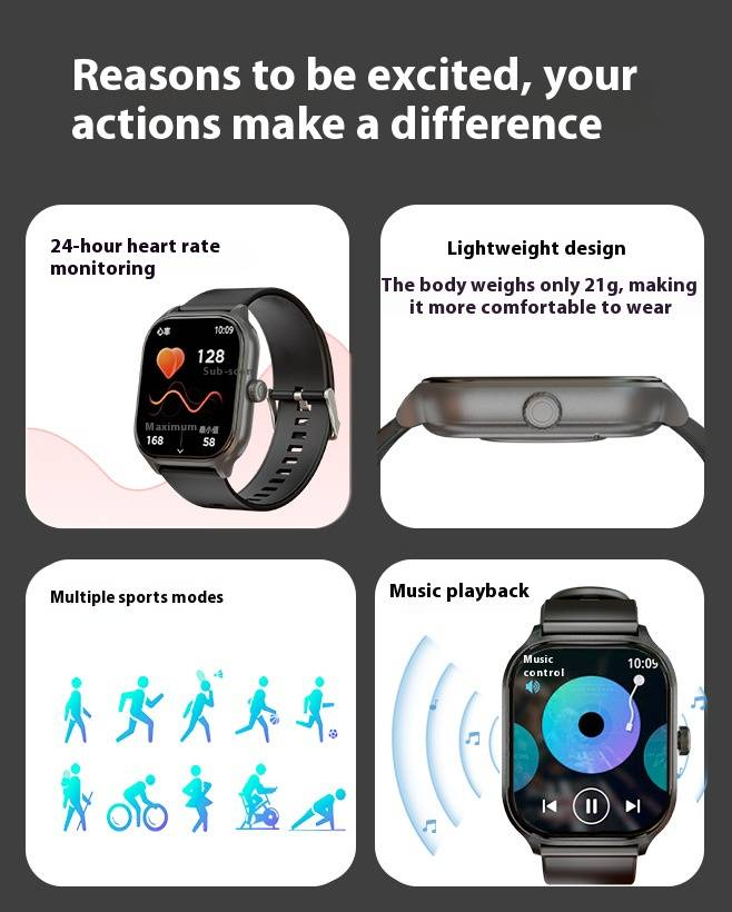Reloj inteligente deportivo X8 resistente al agua con monitor de frecuencia cardíaca, pantalla grande y batería de larga duración. Compatible con Android e iOS._voghion.com