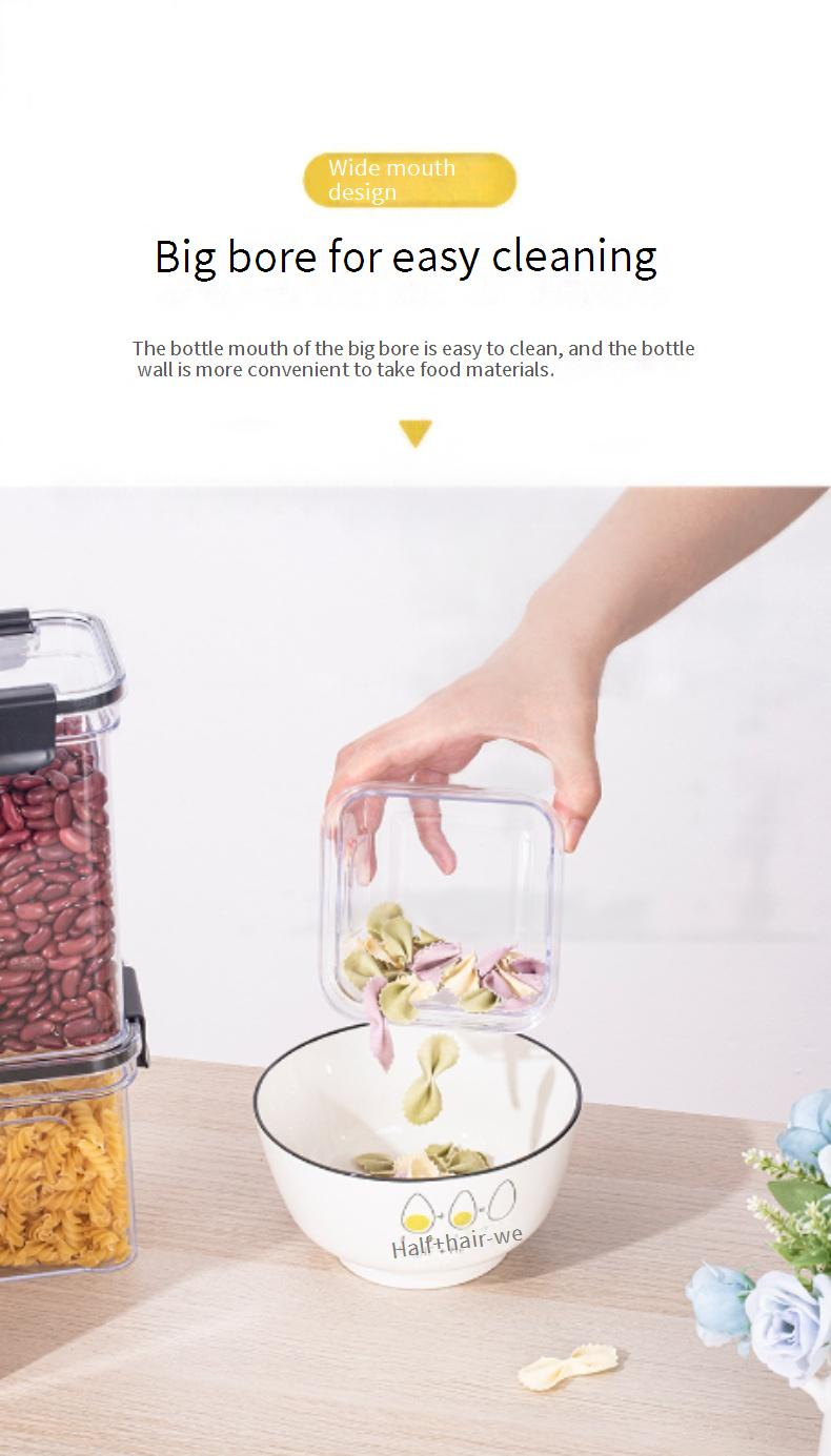 Contenitori per alimenti ermetici a doppia chiusura - Barattoli quadrati in plastica senza BPA per cereali, frutta secca e prodotti secchi (5+ l, impilabili, set multi-dimensione)_voghion.com