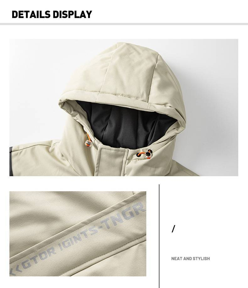 Piumino invernale casual da uomo con cappuccio - Piumino d'anatra bianco con potere riempitivo 600, antivento e traspirante, vestibilità comoda per freddo estremo (-30°C)_voghion.com