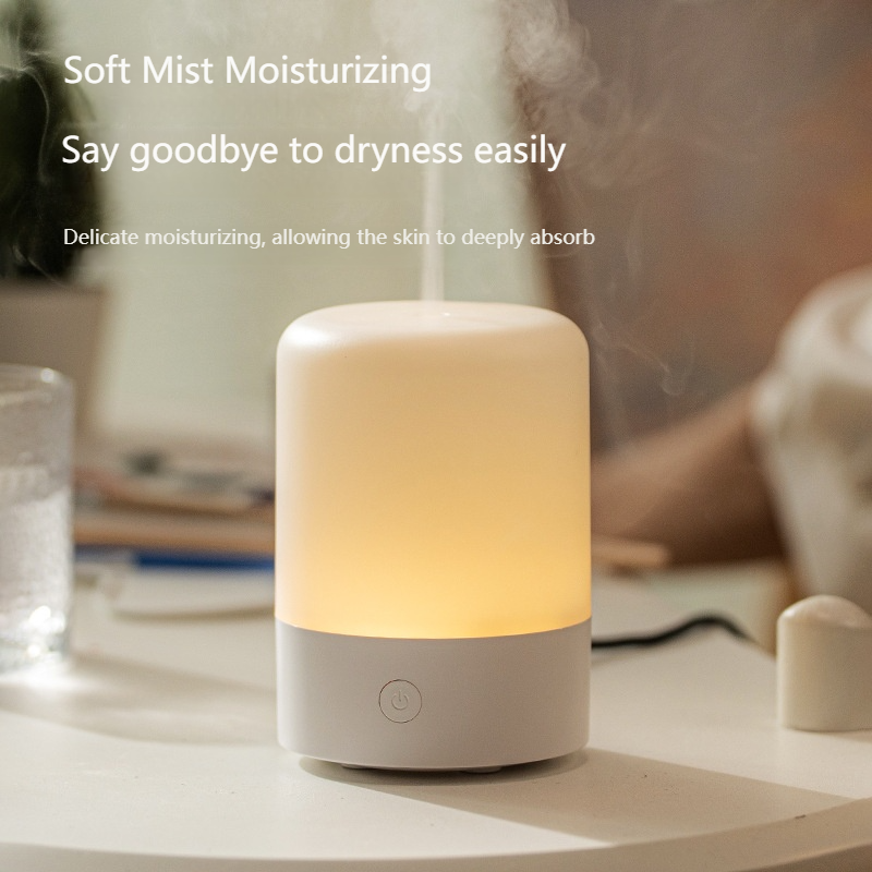 Umidificatore a candela LED senza fiamma con diffusore di aromaterapia - Luce notturna d'atmosfera alimentata tramite USB per la casa e regali (bianco/nero)_voghion.com