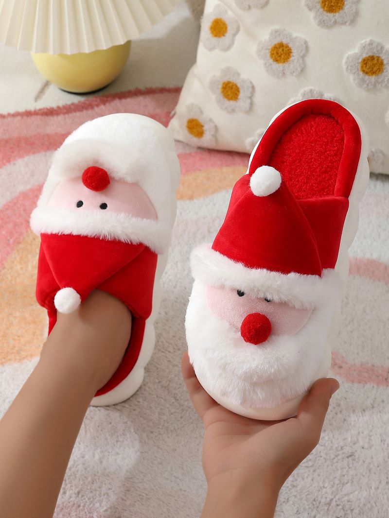 Pantofole di cotone da interno, autunno e inverno, pantofole di cotone da Babbo Natale, da uomo e da donna, calde pantofole invernali pelose per la casa_voghion.com