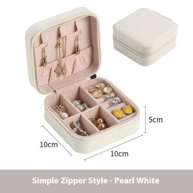Minimalist Jewelry Box With Zipper – Portable Single-Layer Storage Case For Earrings, Rings & Small Accessories_voghion.com