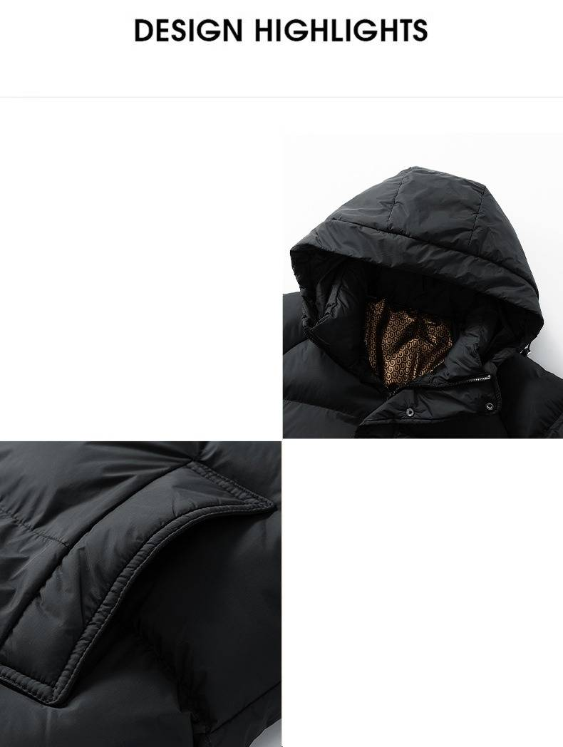 Gepolsterte Winterjacke mit Kapuze für Herren – Verdickter, warmer Mantel mit winddichtem Design, lässige Oberbekleidung mit Reißverschluss für kaltes Wetter_voghion.com