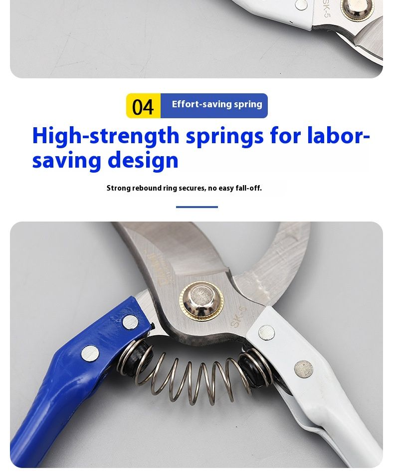 Professional Gardening Pruning Shears - Dual-Color Iron Handle, 50mm Cutting Capacity, Ideal For Fruit Trees, Flowers, And Outdoor Plants_voghion.com