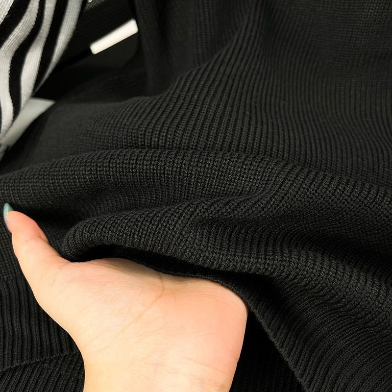 Maglione girocollo da uomo alla moda, con ricamo, a maniche lunghe, a righe, in maglia, casual, da indossare a strati_voghion.com