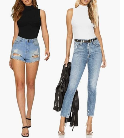 High Collar Sleeveless Vest Jumpsuit Bodysuit_voghion.com