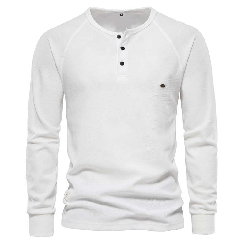 T-shirt da uomo in tinta unita con collo a gallone a maniche lunghe con sottocollo europeo autunno/inverno_voghion.com