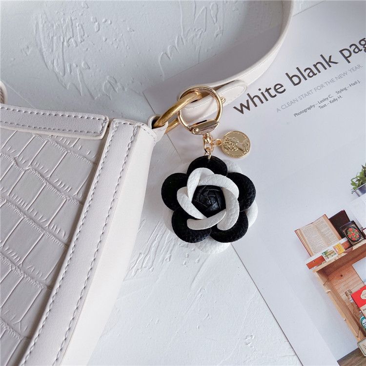 Parti e accessori per borse Moda Pelle Camelia Portachiavi per auto Carino Fiore Zaino Ciondolo Accessori Personalità Portachiavi Anello Donna_voghion.com