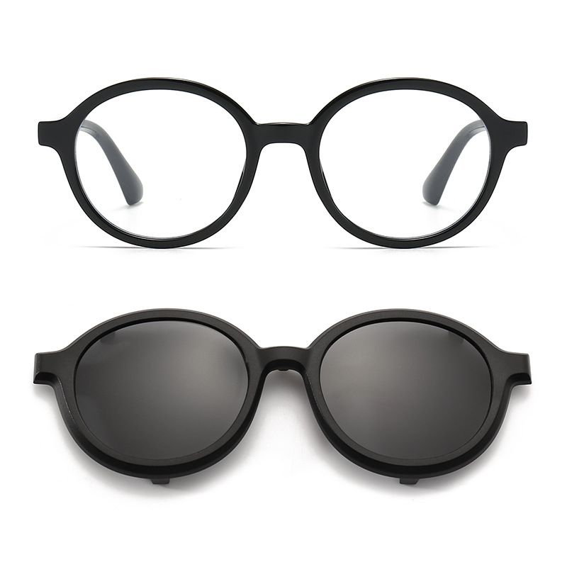 Kinder-Sonnenbrillen-Clip, Hängeset, Polarisationsspiegel, Sonnenschutz mit doppeltem Verwendungszweck, kreisförmiger, flacher Rahmen_voghion.com