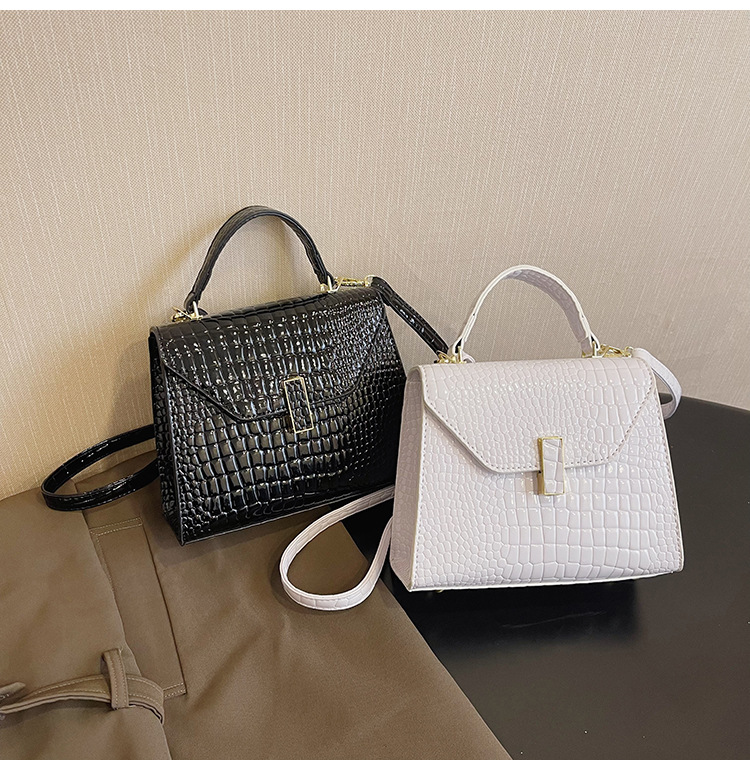 Damentasche Retro-Mode-Atmosphäre kleine quadratische Tasche Tragetasche Damentasche Krokodilstruktur elegante Umhängetasche_voghion.com