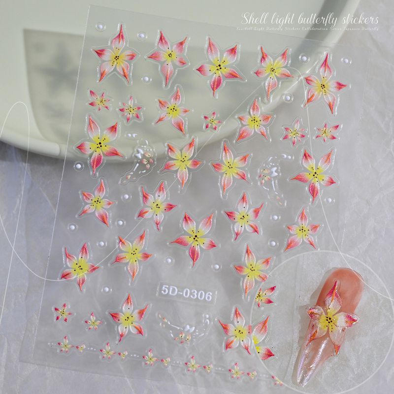 Meiyu New Release 6-Color Lily Embossed Nail Decals - Sweet Fresh 3D Lily Stickers For Girls_voghion.com