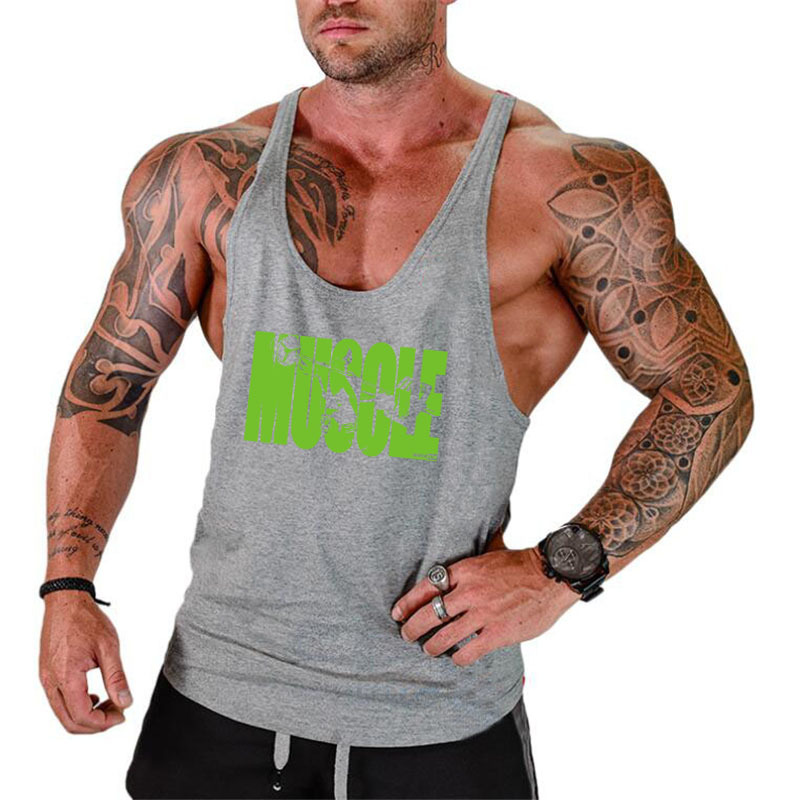 MUSCLE Muscle Men's Bodybuilding Sports Deep Scavando Sottile Spallina Canotta Racerback Realizzata in puro cotone_voghion.com