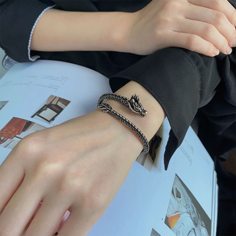 Bracciale etnico con serpente dagli occhi rossi, stile hip hop, punk rock, moda di strada, uomo e donna_voghion.com