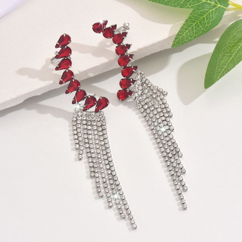 Unisex Earrings Personalized Tassel Earrings Fashionable Temperament Super Flash Diamond Claw Chain Earrings_voghion.com