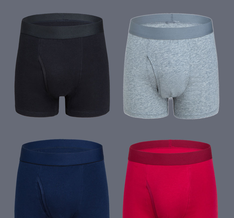Men's Underwear Pure Cotton Men's Boxer Briefs Extended Opening Style Sports Solid Color_voghion.com