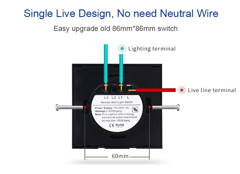 Interruttore touch Szaoju EU AC100-240V Pannello retroilluminato a LED in cristallo temperato Interruttori sensoriali da parete 1/2/3 gang_voghion.com