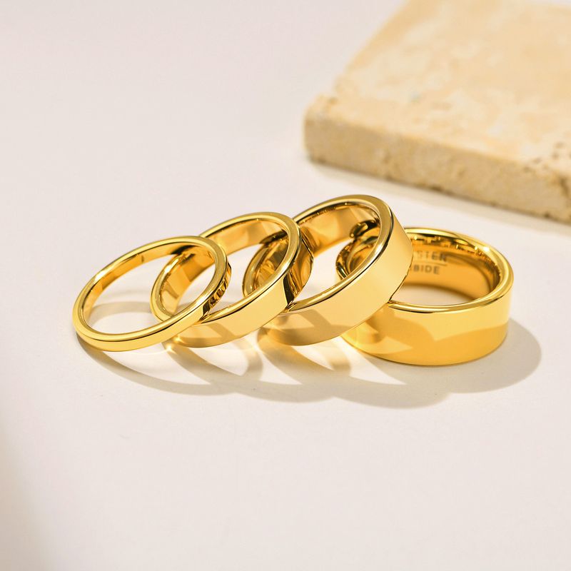 Vendite calde Base 2/4/6 MM Largo Anello di coppia di nozze per donne e uomini, Gioielli con fasce per le dita in carburo di tungsteno color oro PVD_voghion.com