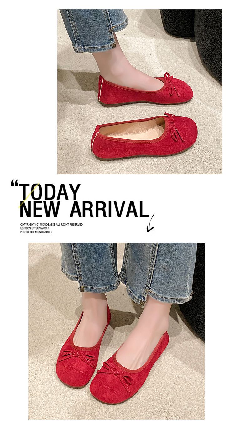Casual Single Shoes Shoes Women's Retro Flat Bow One Pedal Lazy Shoes Simple Fashion Doudou Shoes_voghion.com