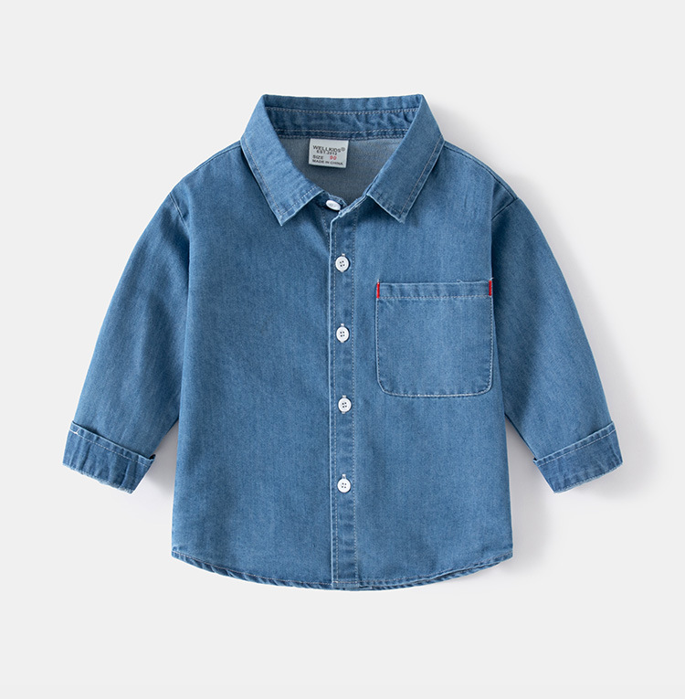 Camicia da ragazzo casual da cowboy per sport all'aria aperta primaverile. Camicia a maniche lunghe da bambino medio in cotone comodo e bello_voghion.com