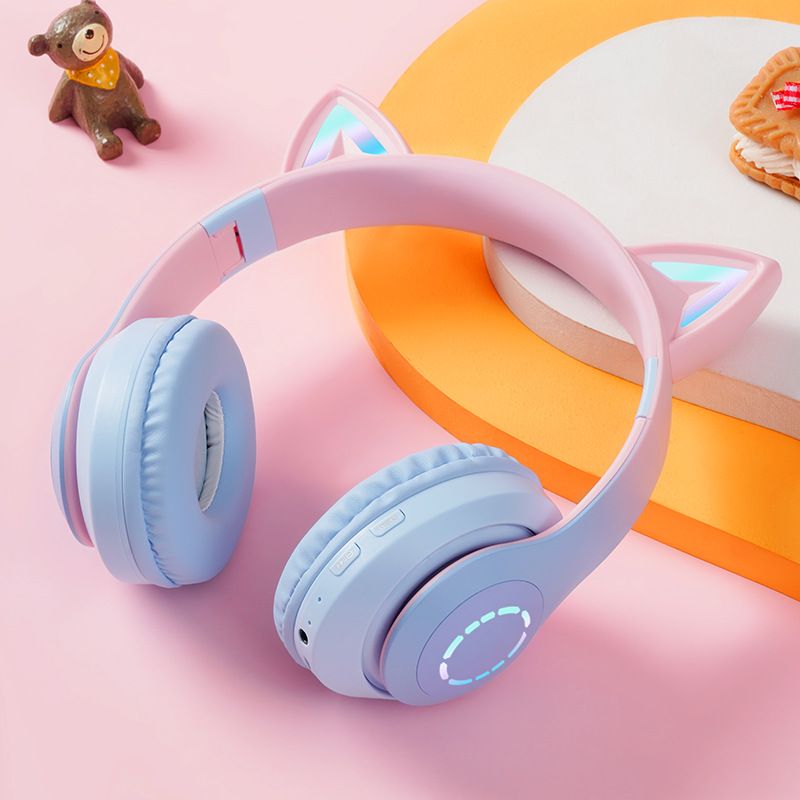 New Over-Ear Technology LED Light Gaming Wireless Card Slot Bluetooth Headphones Gradient Durability Upgrade_voghion.com