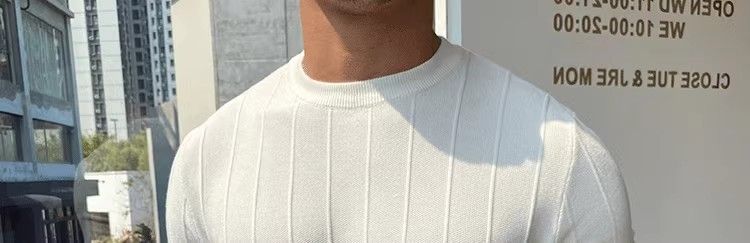 Férfi ruházat Póló férfi nyári új kerek nyakú póló félujjú férfi rövid ujjú vékony változatú alsó ing gyapjú póló_voghion.com