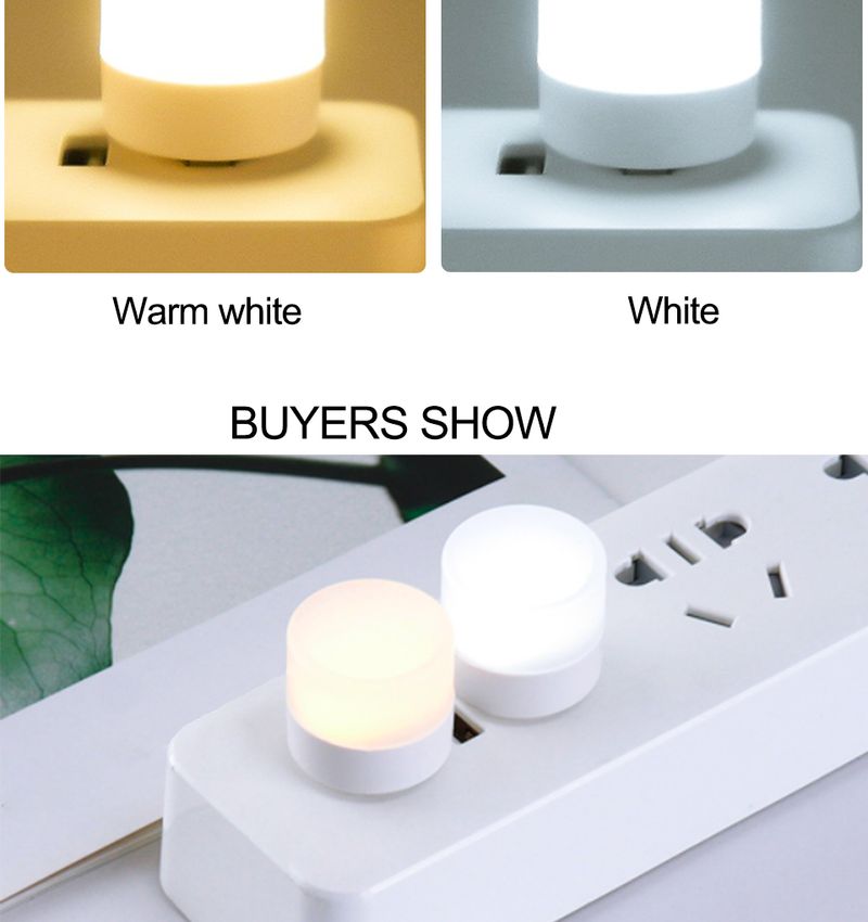 5 Pcs USB LED Plug Lamp 1W Super Bright Eye Protection USB Book Light Computer Mobile Power Charging USB LED Night Light_voghion.com