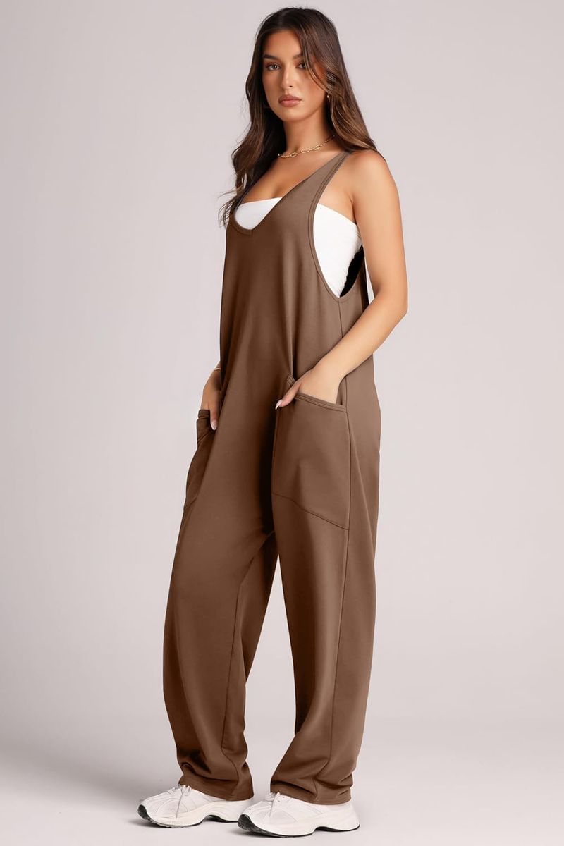 Sommer-Jumpsuit aus Baumwolle für Damen – Ärmelloser Overall mit Taschen, lässiger, lockerer Schnitt | Streetwear-Mode | Leicht und atmungsaktiv_voghion.com
