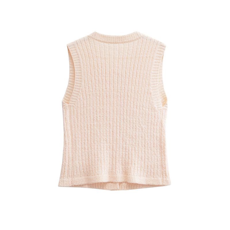 Top lavorato a maglia a otto gambe, stile piccolo profumato, scollo rotondo, autunno/inverno 2024 da donna_voghion.com