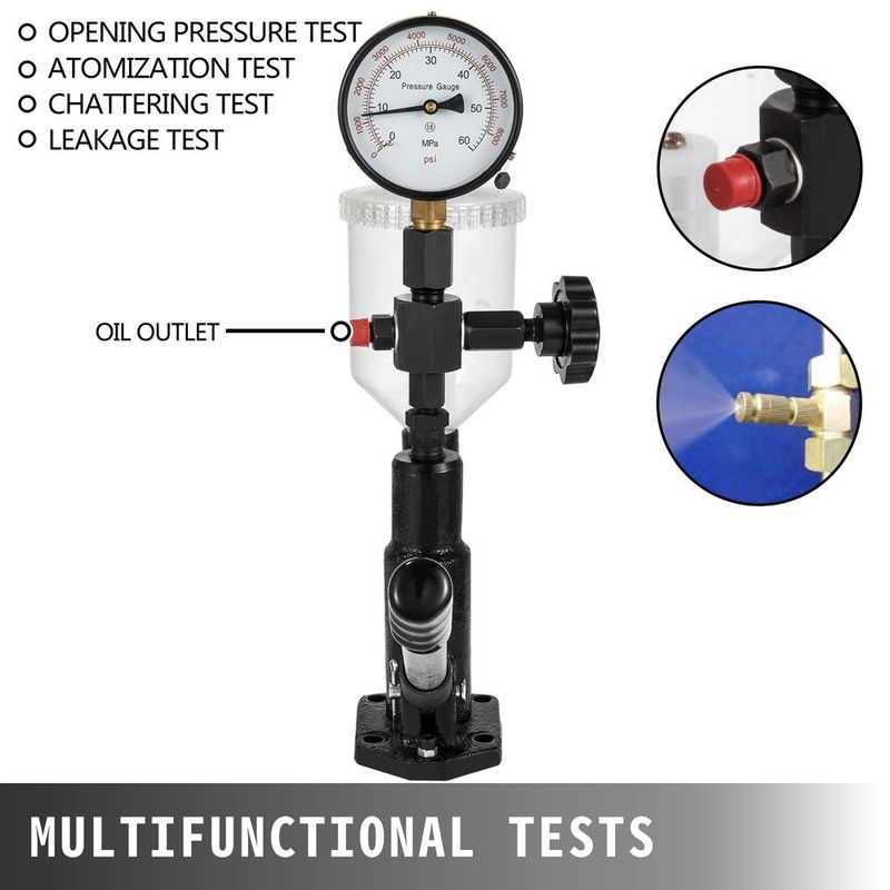 VEVOR 400Bar 6000PSI Diesel Fuel Injector Tester Diesel Injector Nozzle Tester With Dual Scale Gauge To Adjust Injector Nozzle Pressure And Testing Diesel Injector Nozzle Pop Pressure Tester_voghion.com