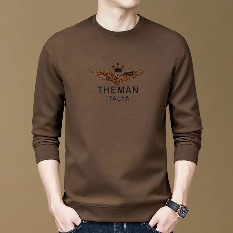 High End Hoodie T-Shirt Thin Long Sleeved Spring And Autumn Plush Loose Casual Men's Top_voghion.com