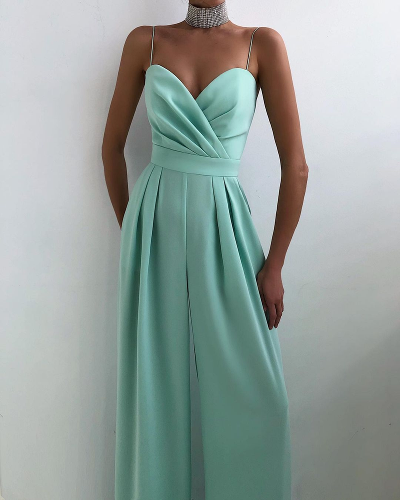 Kvinders slyngetalje lige gulvlængde minimalistisk ærmeløs jumpsuit forår og sommer nyt produkt_voghion.com