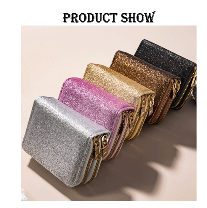 Nuovo stile da donna con doppia cerniera a fisarmonica porta carte con cielo stellato porta carte flash multi slot per carte porta documenti da donna alla moda_voghion.com