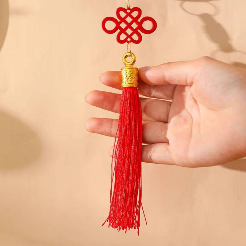 1pc 2025 Year of the Snake Spring Festival Blessing "Fu" Character Pendant Chinese New Year Chinese Knot tassel Pendant Decoration Blessing Gift_voghion.com