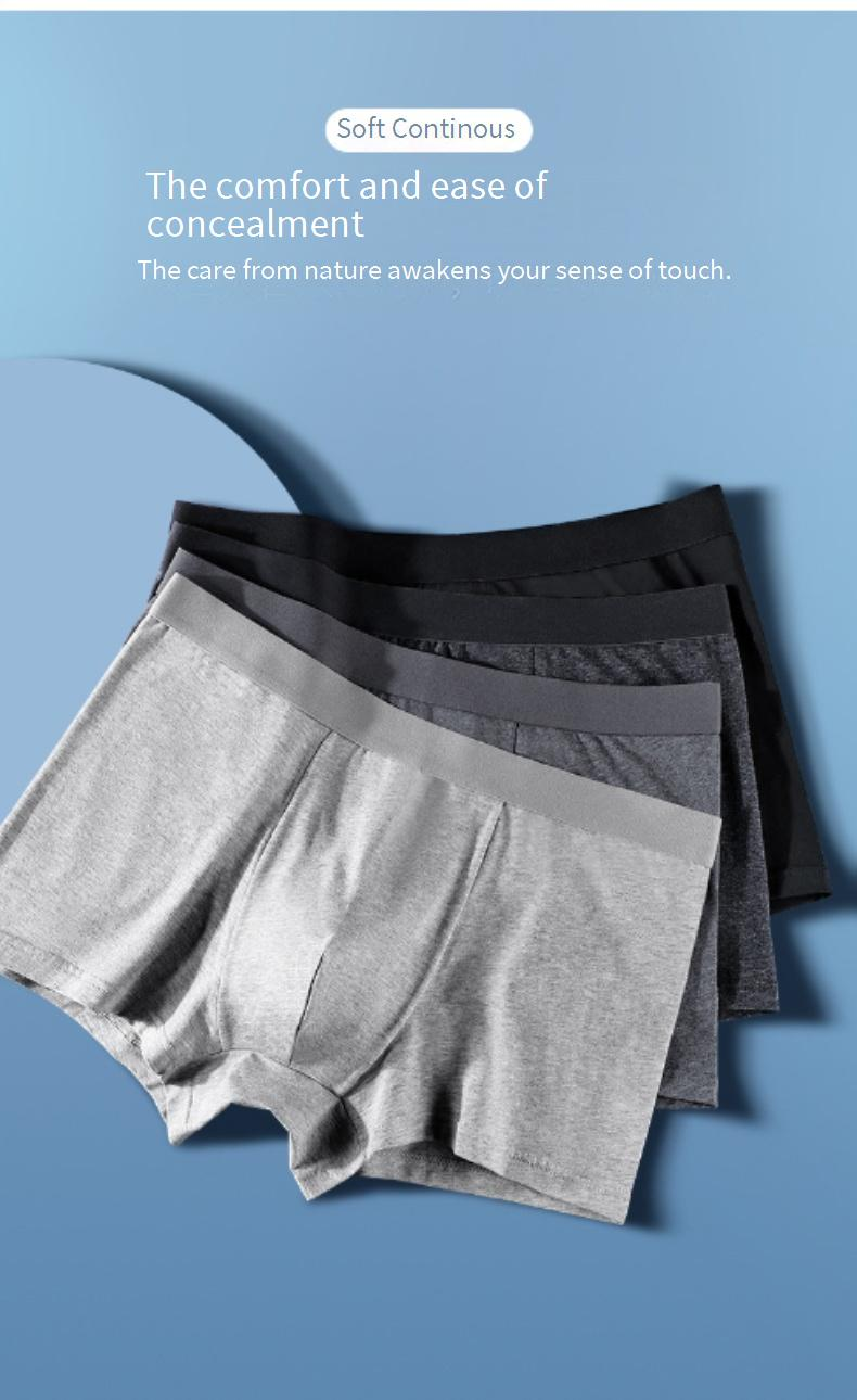 Sous-vêtements pour hommes en coton à fibres longues, sous-vêtements classiques pour hommes, caleçons boxeurs respirants antibactériens taille moyenne en pur coton_voghion.com