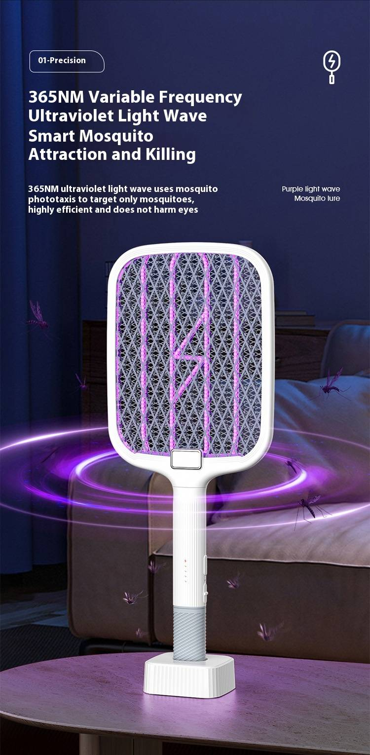 New Mosquito Zapper - Rechargeable 2-in-1 Electric Swatter With UV Light & Auto Attract (4000V Shock, Lithium Battery, Safe For Kids)_voghion.com