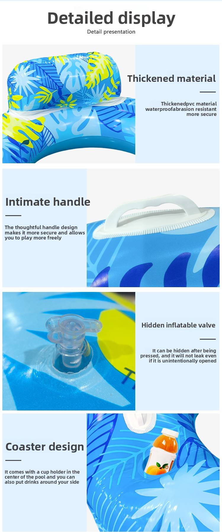Anti-Rolling Swim Ring With Backrest & Handles - Thickened Eco-PVC Floating Tube (Leaf Design Underarm Support Includes Air Pump & Repair Kit)_voghion.com