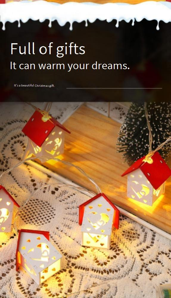 Luci a LED a forma di casa di Natale in legno con decorazioni a forma di cuore e stella – Alimentate a batteria/USB per un'atmosfera festosa_voghion.com