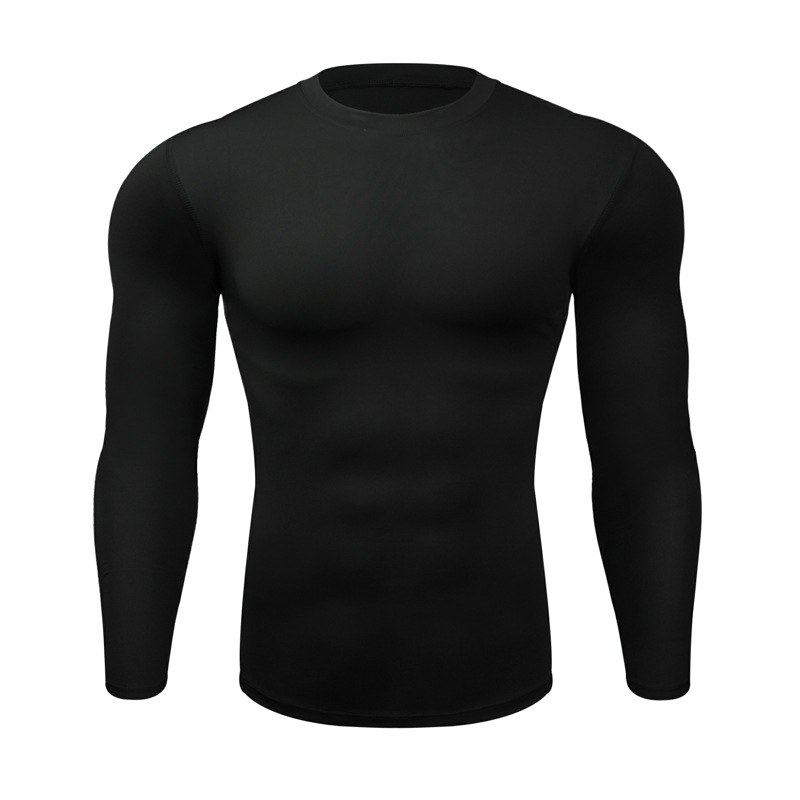Camiseta deportiva de manga larga para hombre, de secado rápido y compresión, ideal para correr, gimnasio y deportes al aire libre._voghion.com