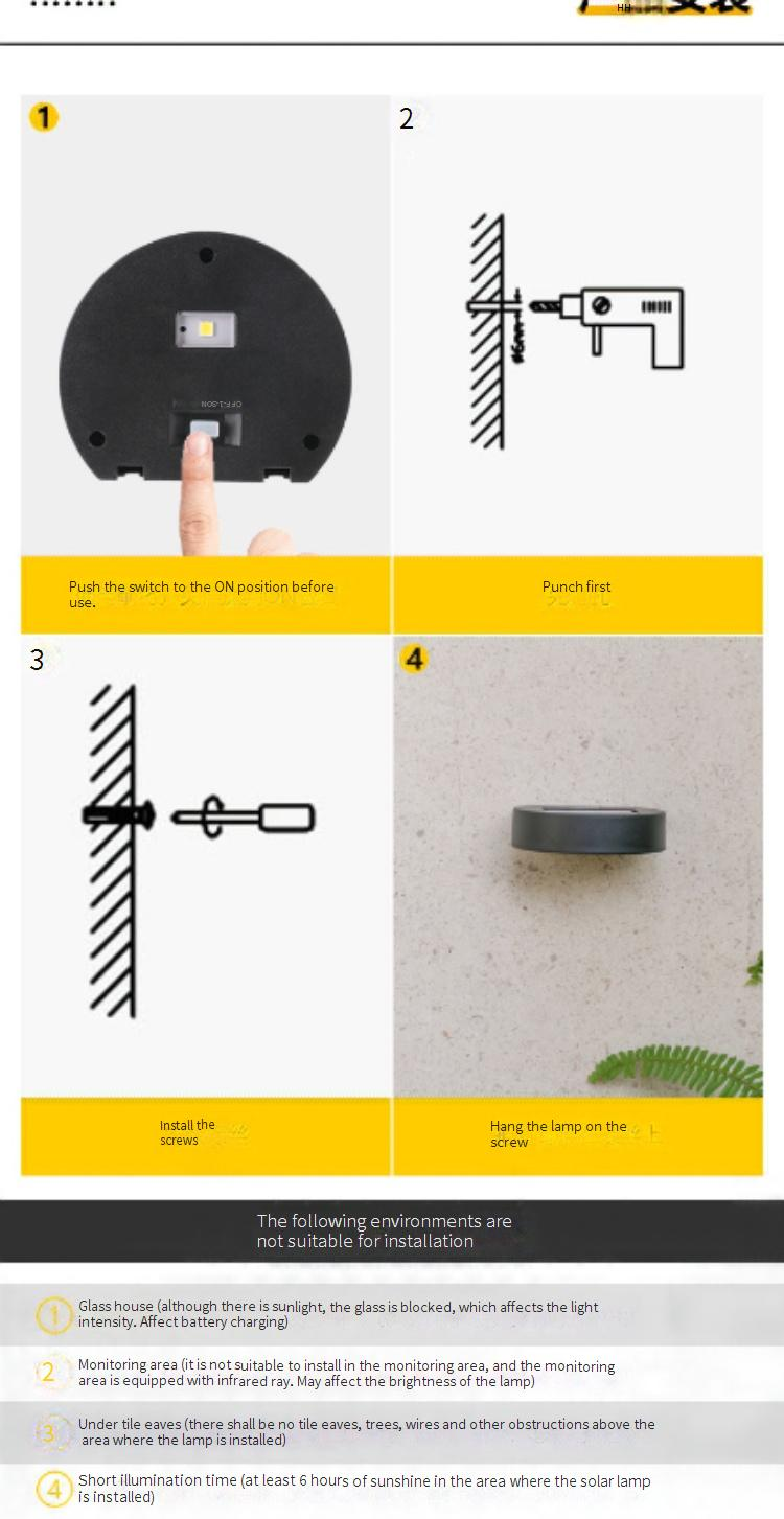 Lámpara solar de pared para exteriores, luces LED impermeables para jardín con sensor de movimiento, iluminación decorativa para patios, escaleras y caminos (LG-67)_voghion.com