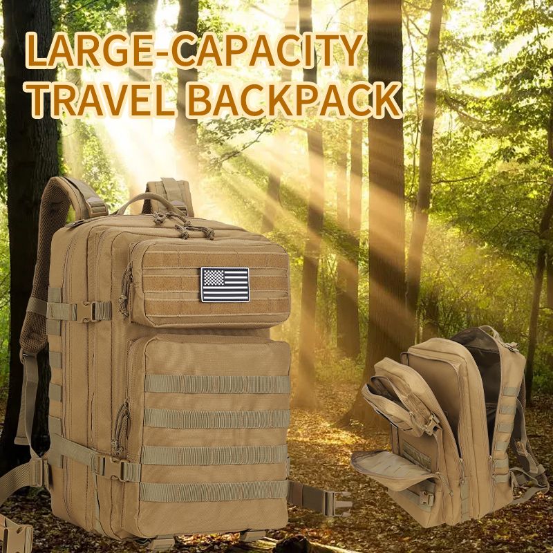 Large-capacity Tactical Backpack, Three-day Travel Backpack, Waterproof Outdoor Sports Backpack, Suitable For Hiking, Trekking, Exploration And Escape_voghion.com