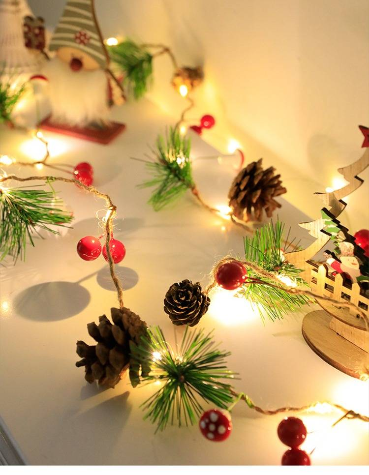 Lucine LED a forma di pigna all'ingrosso con filo di rame, luci decorative natalizie per la casa, opzioni bianco caldo e multicolore"_voghion.com