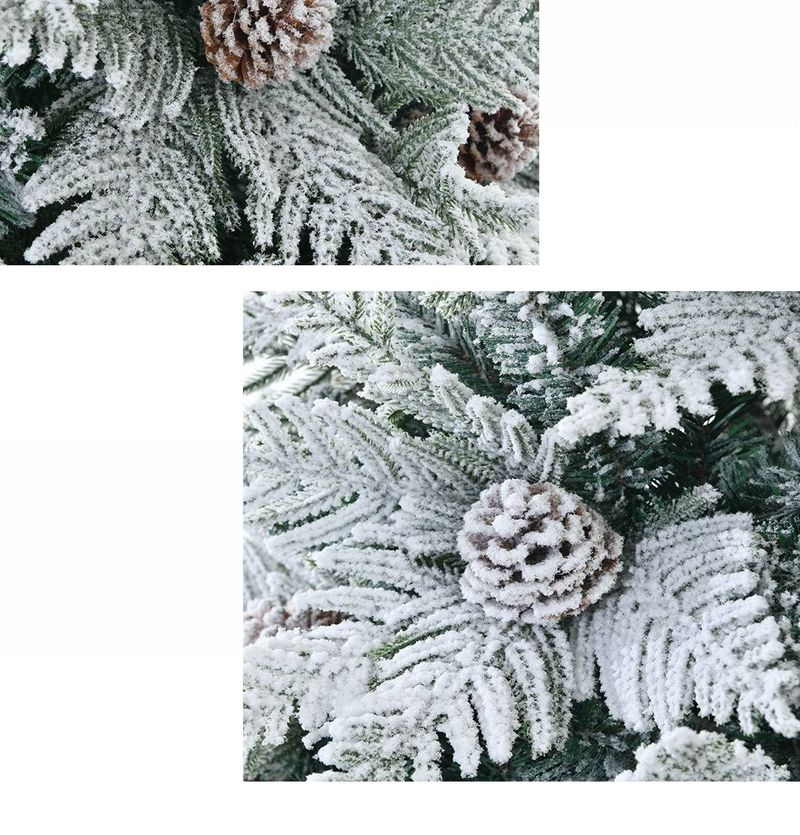 PE & PVC Christmas Tree With Snow Flocking – Realistic Frosted Branches, 500-900 Tips (90cm-240cm) – Premium Holiday Decor For Home, Office & Retail_voghion.com