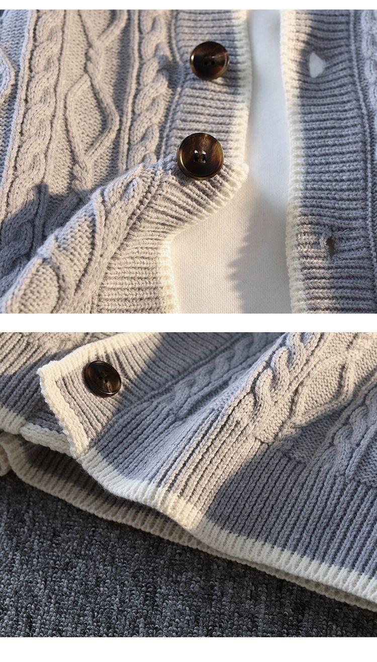 Lässiger Strickjacken-Pullover für Herren – Leichter, locker sitzender Mantel mit langen Ärmeln und offener Vorderseite für Herbst und Winter (Grau, Marineblau, Khaki)_voghion.com