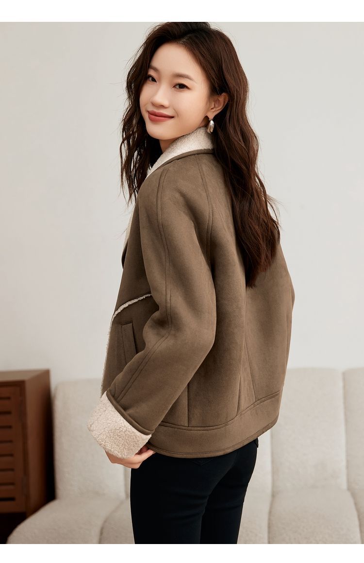 Cappotto in lana d'agnello autunno inverno 2025 per donna, anti-età, caldo, scamosciato, spesso, alla moda_voghion.com