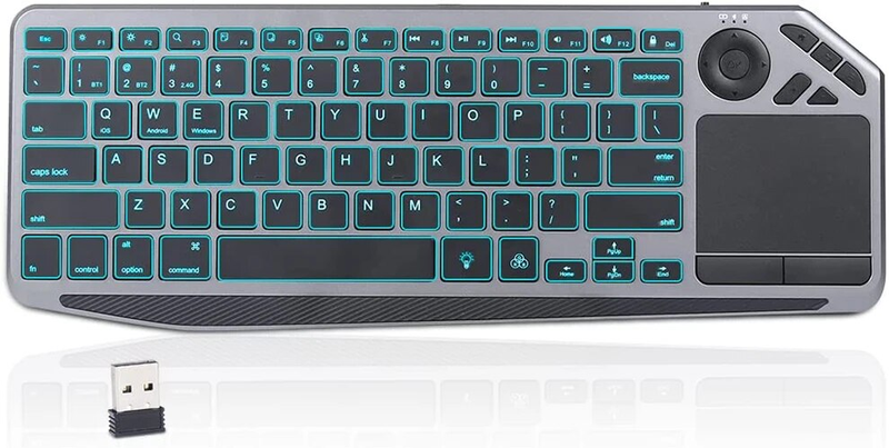 2.4G sans fil avec pavé tactile clavier rechargeable Bluetooth rétroéclairé 7 couleurs pour Smart TV iOS_voghion.com