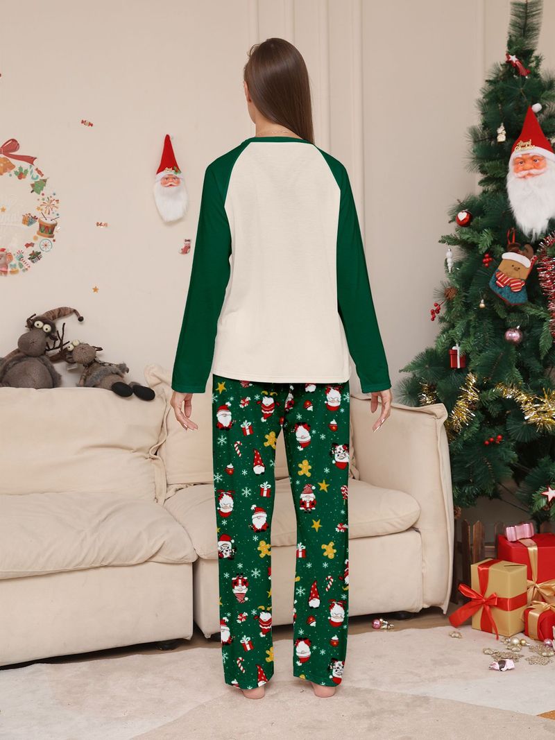 Christmas Family Matching Pajama Set – Green Crewneck Print (Adult & Kids, Soft Milk Silk Fabric, Unisex, Pet-Friendly, Cozy Holiday Loungewear)_voghion.com