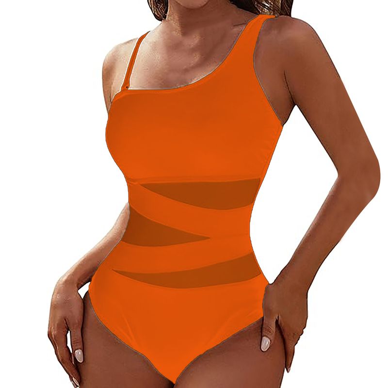 Women's Clothing One Piece Swimsuit Thin Strap Oblique Shoulder Conservative Bikini_voghion.com
