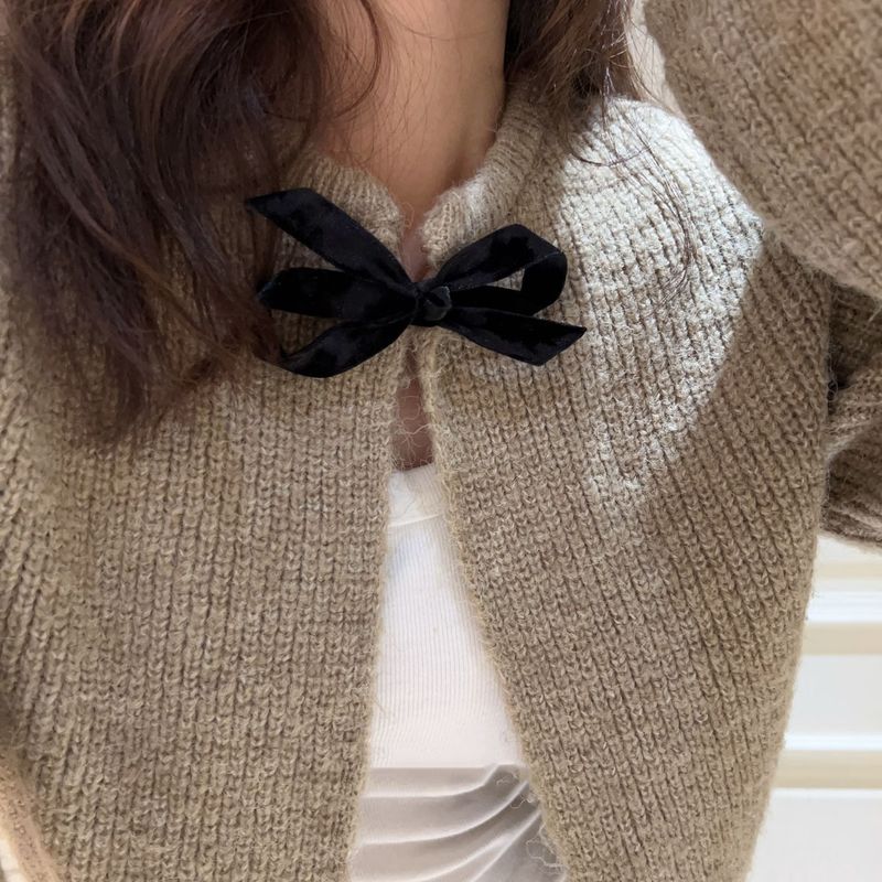 Horquilla con lazo de terciopelo con textura de otoño e invierno de estilo francés, pinza para flequillo lateral sencilla que combina con todo, pinza de pico de pato, nuevos accesorios para el cabello_voghion.com