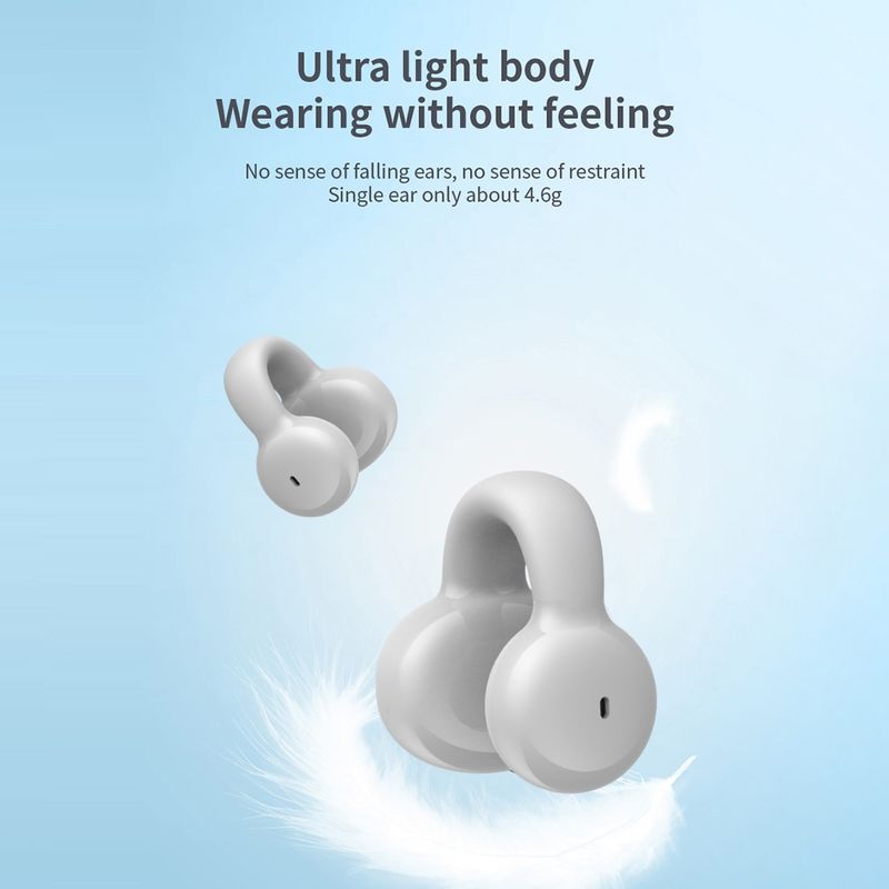 Clip Ear Stereo External Sound Without Hurting Ear Business Sports Model Bluetooth Earphones(Pink)_voghion.com