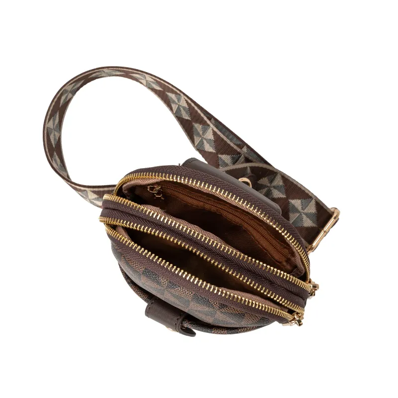 Designer Bag Free Shipping Patterned Chest Bag Chain Accent Snap Pocket Adjustable Strap Student Schoolbag_voghion.com